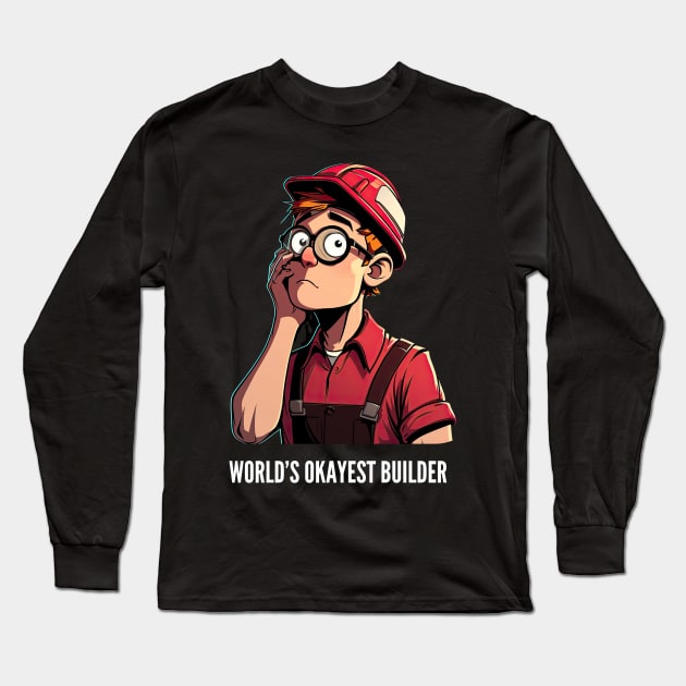 World's Okayest Builder v2 Long Sleeve T-Shirt by AI-datamancer